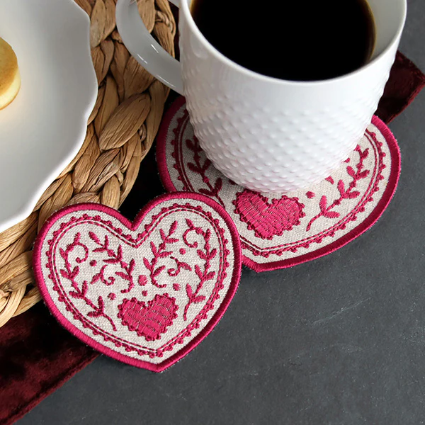 Textured Heart Coaster 1 (In-the-Hoop) - Image 6