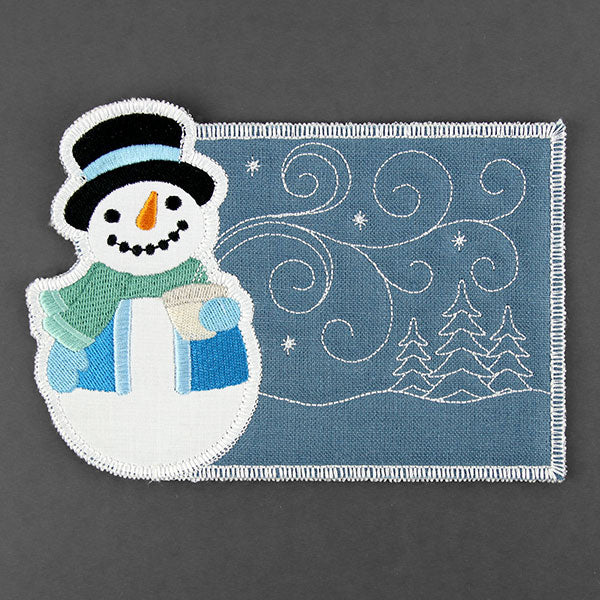 The Splendor of Winter Snowman Mug Rug (In-the-Hoop) - Image 3