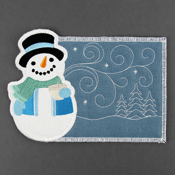 The Splendor of Winter Snowman Mug Rug (In-the-Hoop) - Image 4