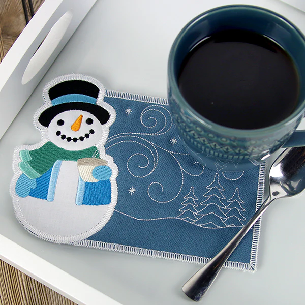 The Splendor of Winter Snowman Mug Rug (In-the-Hoop) - Image 5