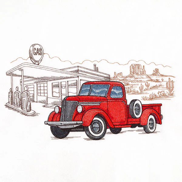 Through the Desert Retro Truck Gas Station Scene - Image 5