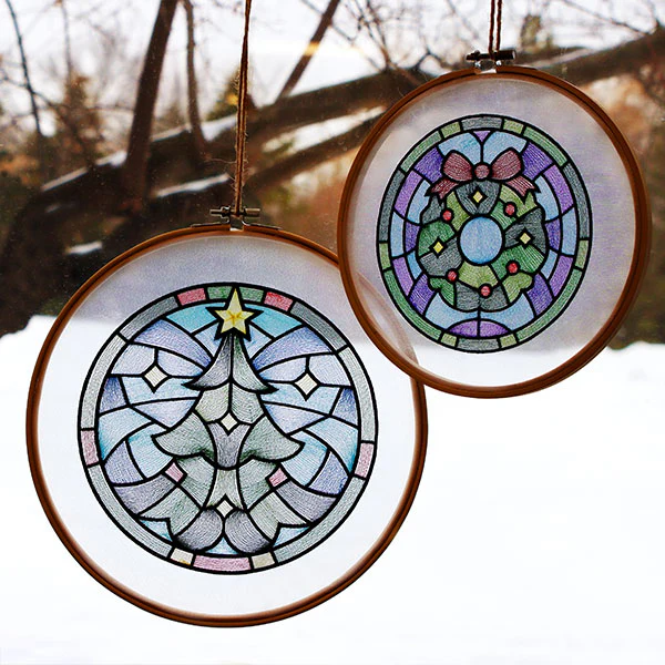 'Tis the Season Stained Glass Circle - Christmas Tree - Image 9