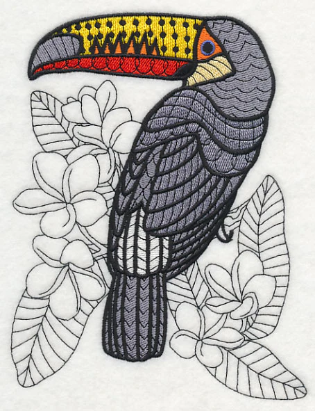 Toucan with Frangipani (Blackwork) - Image 2
