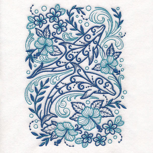 Tropical Doodle Dolphin and Hibiscus - Image 5