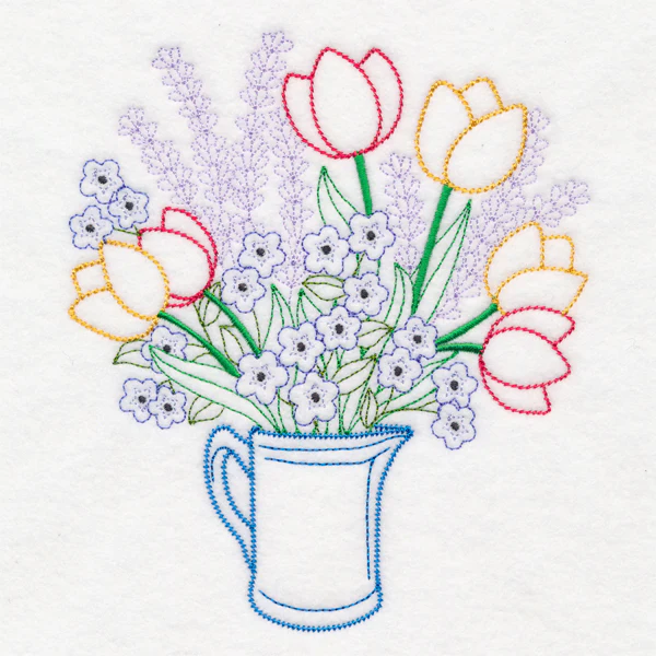 Tulip and Lavender Bouquet (Vintage) - Image 2