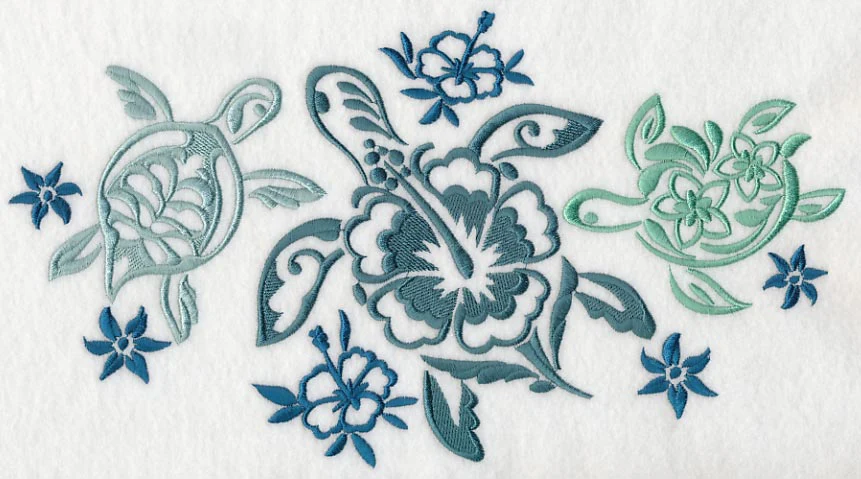 Turtle Trio with Flower Shells