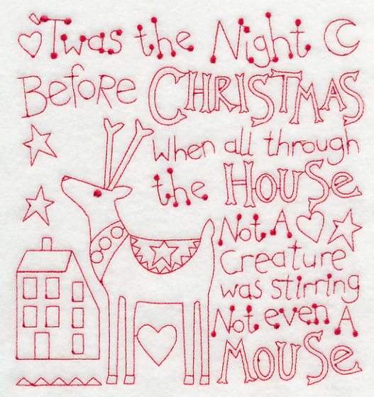 Twas the Night Before Christmas (Redwork) - Image 2