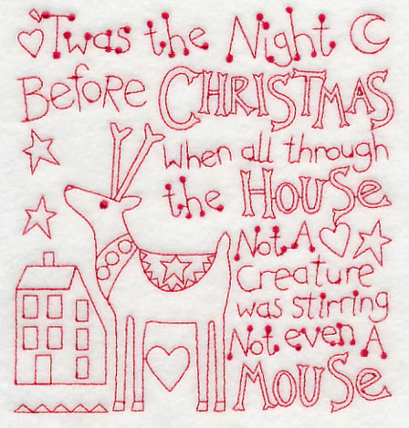 Twas the Night Before Christmas (Redwork) - Image 3