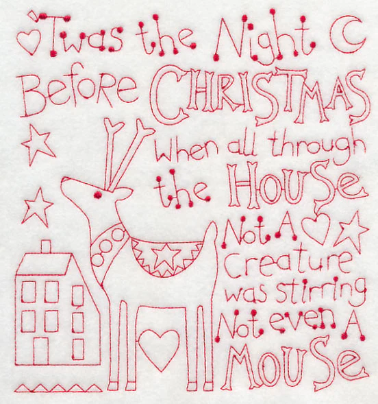 Twas the Night Before Christmas (Redwork) - Image 5