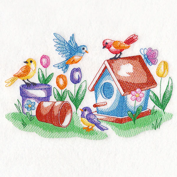 Tweets and Tulips (Toile) - Image 3