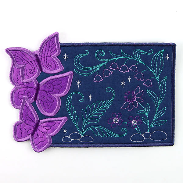 Twilight and Butterflies Garden Mug Rug (In-the-Hoop)