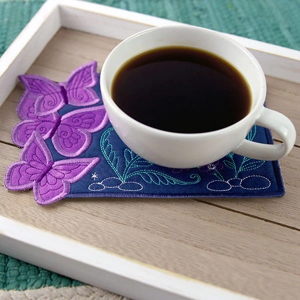 Twilight and Butterflies Garden Mug Rug (In-the-Hoop) - Image 4