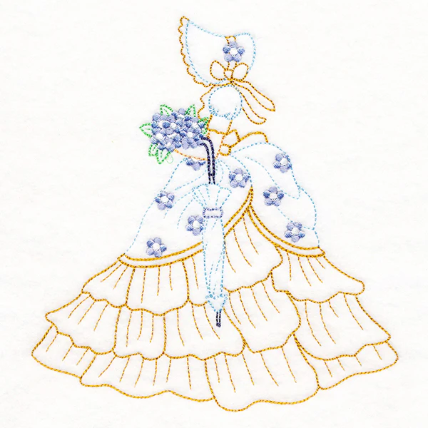 Umbrella Girl with Forget-Me-Nots (Vintage) - Image 4