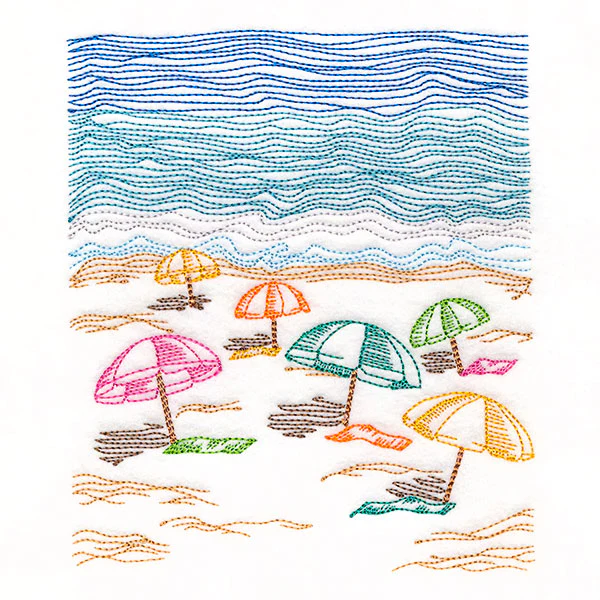 Umbrellas at the Beach Oceanside Etching Scene - Image 5