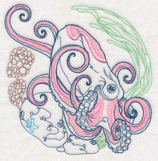 Undersea Octopus Etching - Image 2