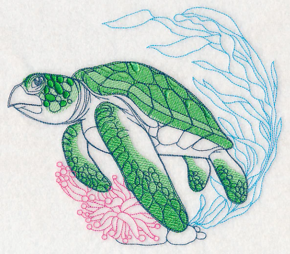 Undersea Sea Turtle Etching - Image 6