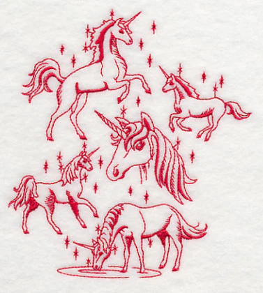 Unicorn Magic (Redwork) - Image 3