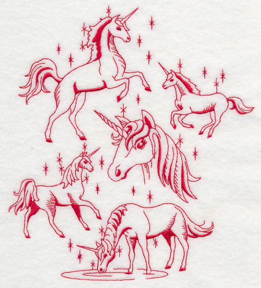 Unicorn Magic (Redwork) - Image 4