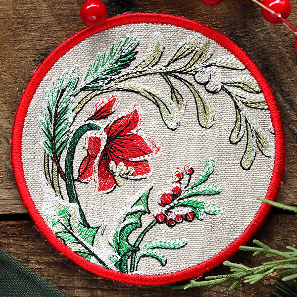 Very Merry Christmas Botanicals Coaster (In-the-Hoop) - Image 3