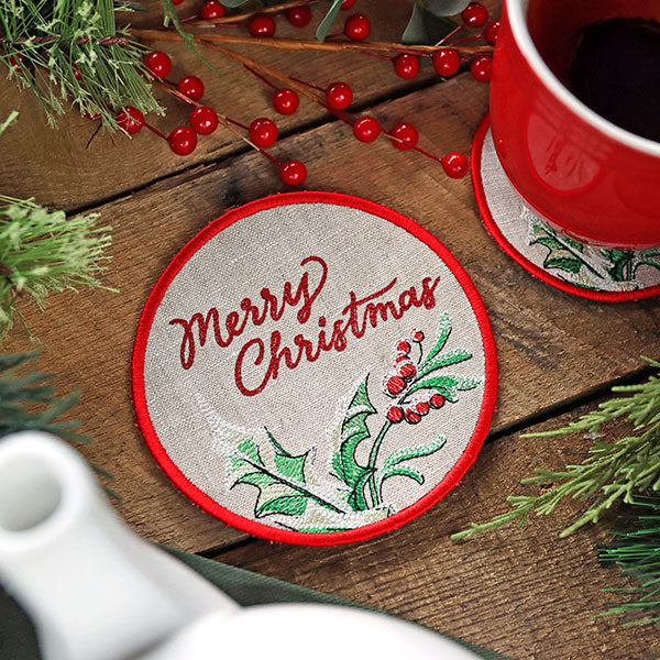 Very Merry Christmas Coaster (In-the-Hoop) - Image 2