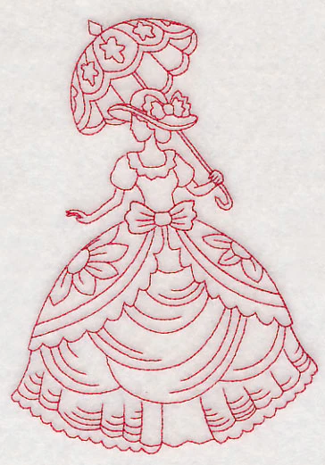 Victorian Lady - Layered Dress (Redwork) - Image 3