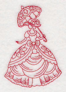 Victorian Lady - Layered Dress (Redwork) - Image 4