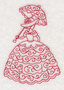 Victorian Lady - Swirls Dress (Redwork) - Image 4