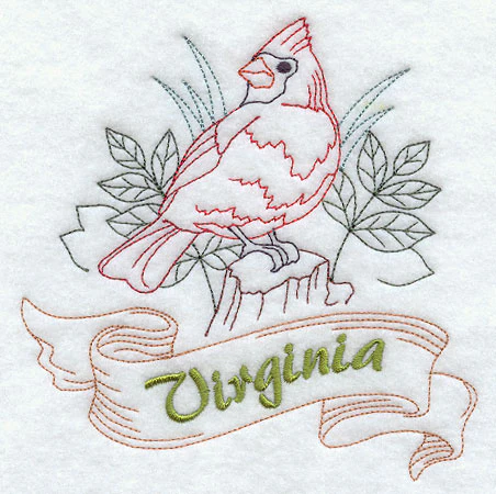 Virginia - Cardinal (Redwork) - Image 2