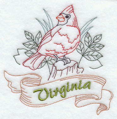Virginia - Cardinal (Redwork) - Image 3