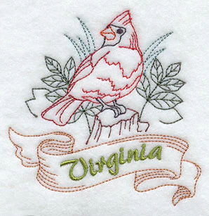 Virginia - Cardinal (Redwork) - Image 4