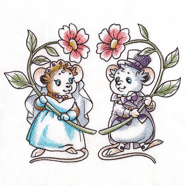 Wedding Mice with Flowers - Image 4