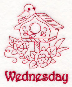 Wednesday Birdhouse (Redwork) - Image 2