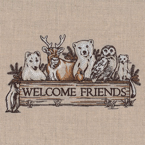 Welcome Friends Winter Animals Sign - Image 4