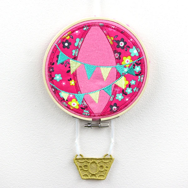Whimsical Hot Air Balloon (Hooped Applique with Lace) - Image 3