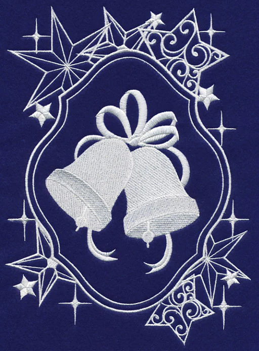 White Christmas Bells in Starry Frame - Image 4