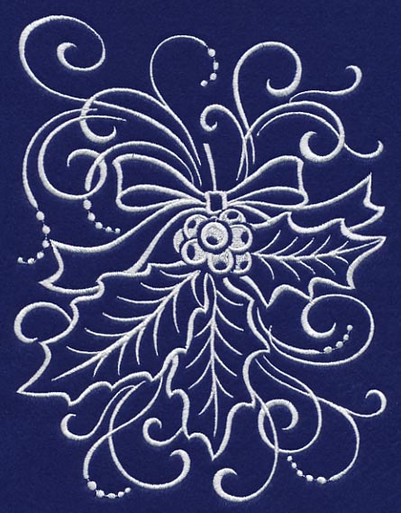 White Christmas Holly and Berries - Image 2
