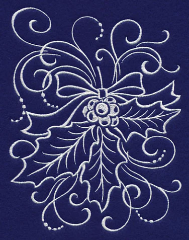 White Christmas Holly and Berries - Image 3