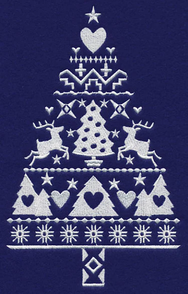 White Christmas Nordic Tree with Reindeer - Image 5