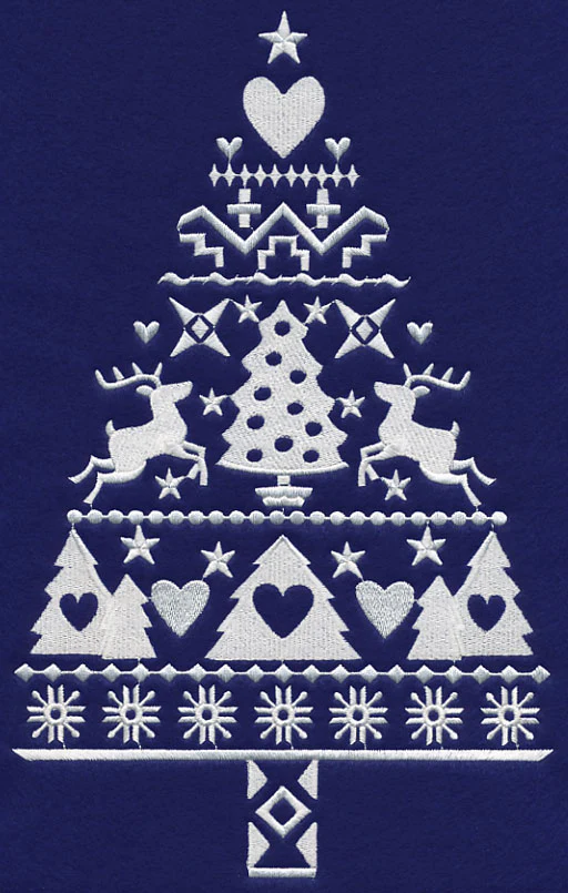 White Christmas Nordic Tree with Reindeer - Image 9