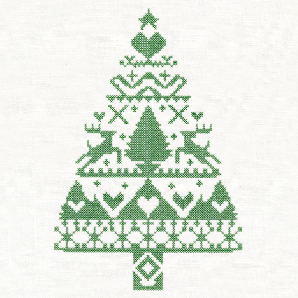 White Christmas Nordic Tree with Reindeer (Cross Stitch) - Image 3