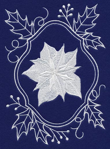 White Christmas Poinsettia in Holly Frame - Image 3