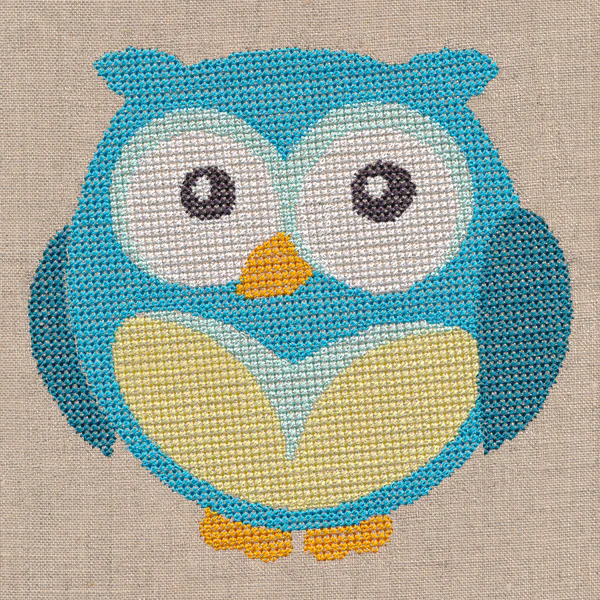 Wide-Eyed Baby Boy Owl (Cross Stitch) - Image 2