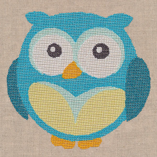 Wide-Eyed Baby Boy Owl (Cross Stitch) - Image 4