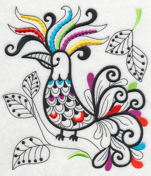 Wild Whimsy Bird 1 (Blackwork) - Image 5