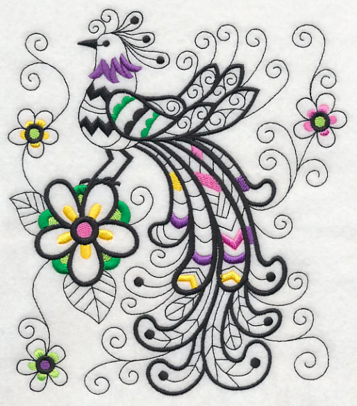 Wild Whimsy Bird 2 (Blackwork)