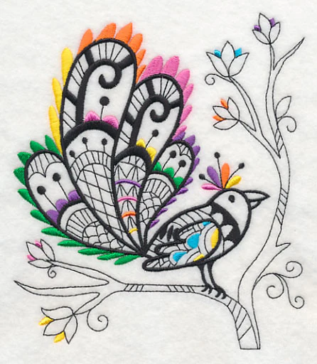 Wild Whimsy Bird 6 (Blackwork) - Image 2