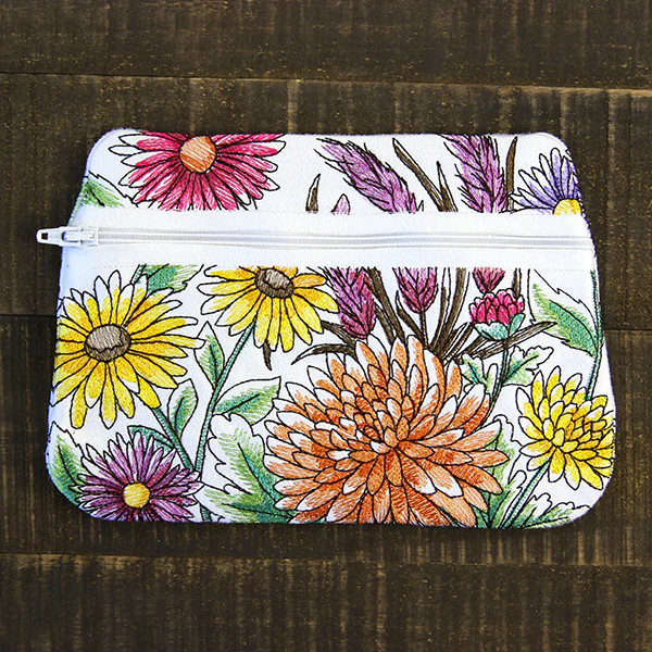 Wildflower Lined Zipper Pouch (In-the-Hoop) - Image 3