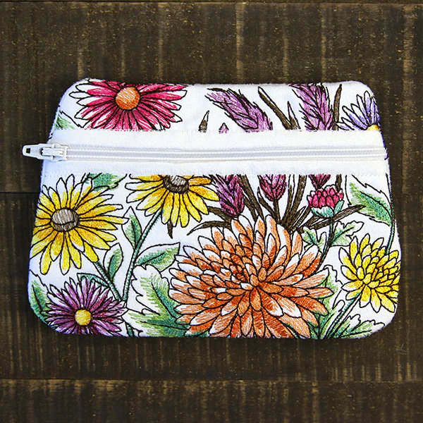 Wildflower Lined Zipper Pouch (In-the-Hoop) - Image 5