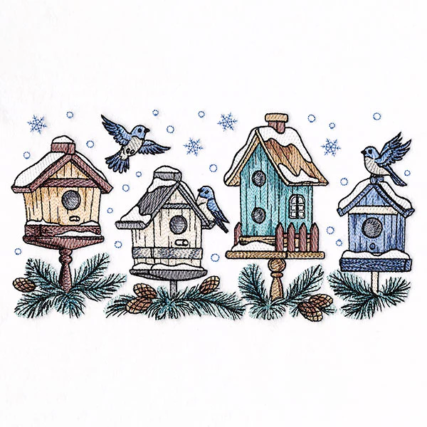Winter Birdhouse Block Party Border - Image 3