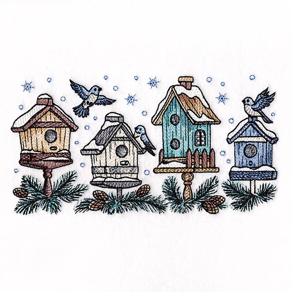 Winter Birdhouse Block Party Border - Image 7